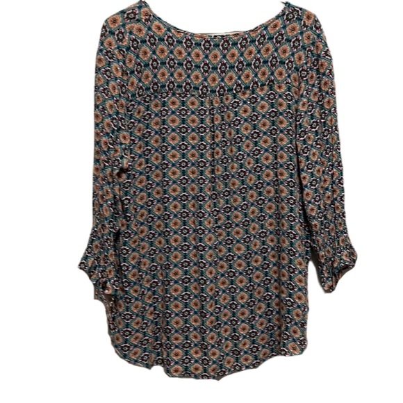 Women’s UMGEE, Scoop Neck, Drawstring Sleeves, High-Low Top, Multi Colors, Large - Picture 2 of 4